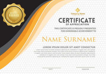 modern certificate template with flow lines vector