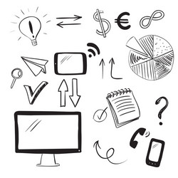 set with business and web doodles vector