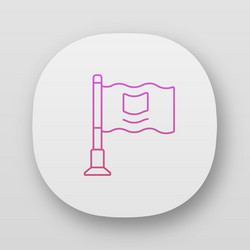 Small waving flag on flagpole app icon uiux user vector