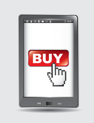 buy button over tablet computer with cursor vector image
