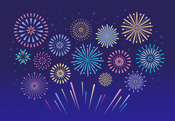 Fireworks explosion celebration fuego fire Vector Image