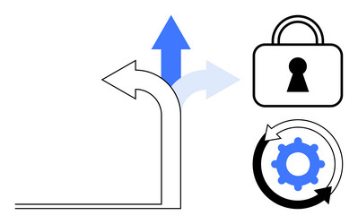decision-making path with security lock vector image
