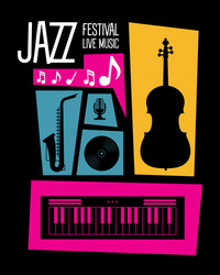 Jazz festival poster with instruments vector