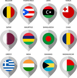 marker from paper with flag for map - set ninth vector image