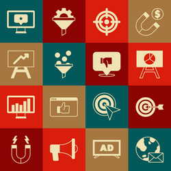 set earth globe with mail target board graph vector image