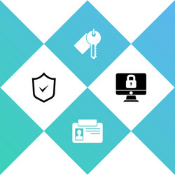 set shield with check mark identification badge vector image