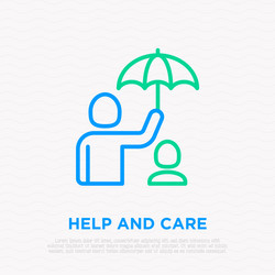 taking care about child man holding umbrella vector