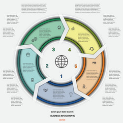 template with text areas and five arrows vector