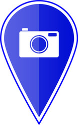 Blue map pointer with camera vector