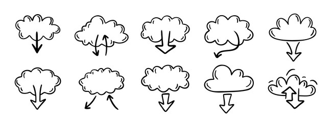 data server cloud with arrow for internet database vector image