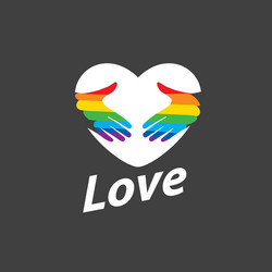 Logo heart and rainbow vector