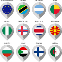 marker from paper with flag for map - set second vector image