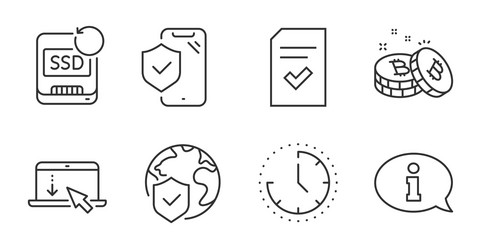 scroll down checked file and information icons vector image