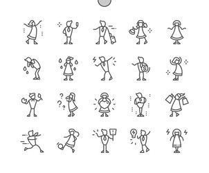 stick people human action poses vector