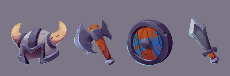 viking game assets set isolated on background vector image