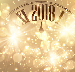 2018 new year background with clock vector