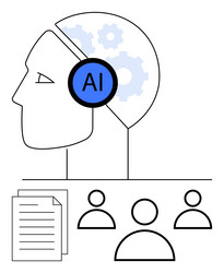 ai-driven brain with gears documents vector image