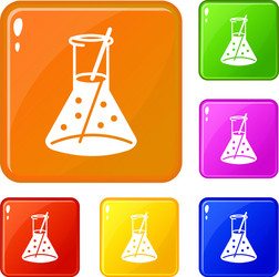 boiling flask icons set color vector image