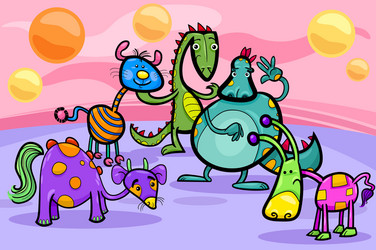 Colorful Fantasy Creature Group Vector Image