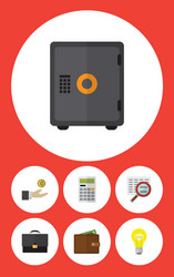flat icon gain set of scan portfolio strongbox vector image