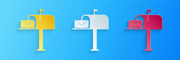 Paper cut open mail box with an envelope icon vector