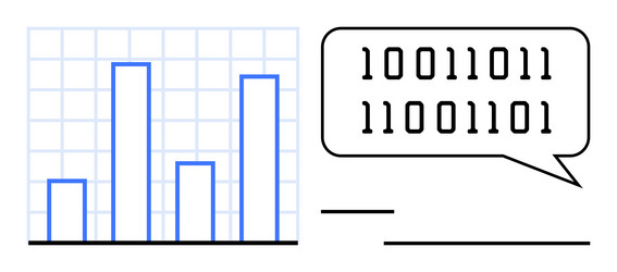 bar chart and binary code in speech bubble vector image
