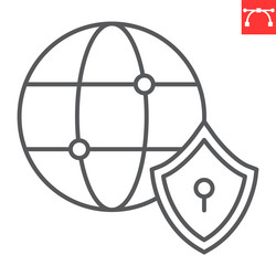 globe with padlock line icon security and vpn vector image