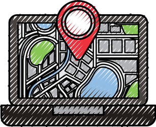 laptop application technology navigation pin map vector image