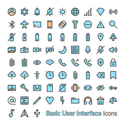 Outline filled user interface icons linear color vector