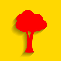 Tree sign red icon with soft vector