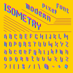 8-Bit Pixel Isometric Font - Retro Game Style vector image