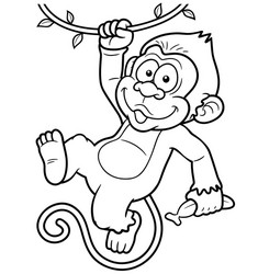 Cartoon Monkey Outline Vector Image