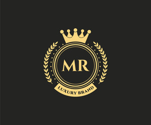Elegant Gold Monogram Initial - Mr Vector Image