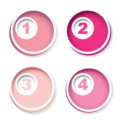 Pink numbers over circles with shadow background vector