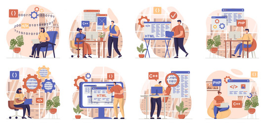 Programmers Working Scenes vector image