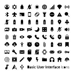 solid user interface icons glyph basic ui icon set vector image