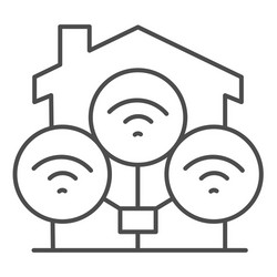 Wifi connection in house thin line icon smart vector