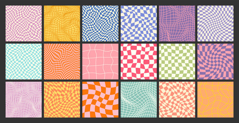 groovy checkered pattern colorful distorted tiled vector image