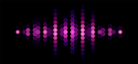 audio or music shiny sound waveform with hexagonal vector image
