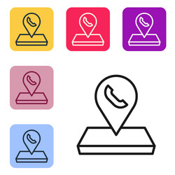 black line map pointer with telephone vector image