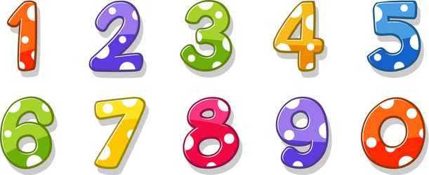 font design for number one to zero on white vector image