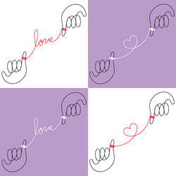 hands connected red string fate vector image