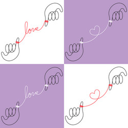 hands connected red string fate vector