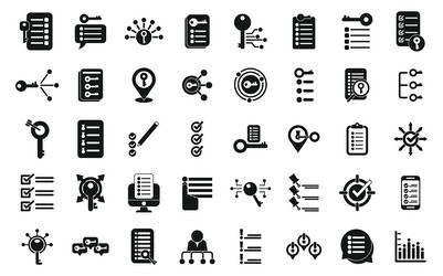 key points icons set simple path process vector