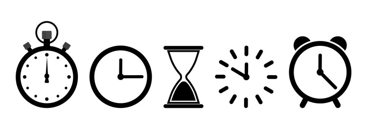 Time on clock icons timer hour in sand watch vector