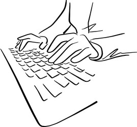 hand using keyboard of computer vector