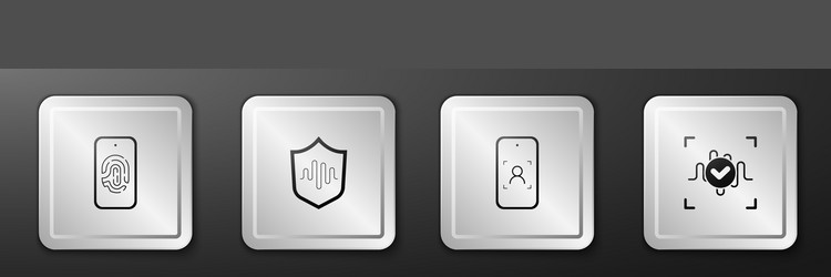set mobile with fingerprint scan shield voice vector image