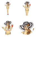 set of pop art round avatar icons for users vector image