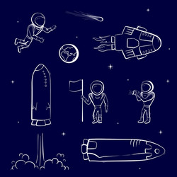 set of space objects vector image