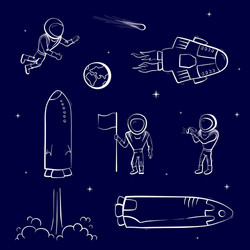 Set of space objects vector